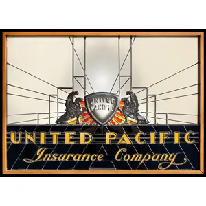 Art Deco Stained Glass Trade Sign, United Pacific Insurance Company