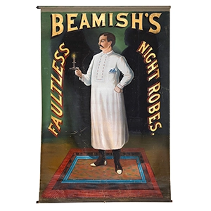 Beamish's Faultless Night Robes, Trade Sign. Signed: Brooke Sign Co