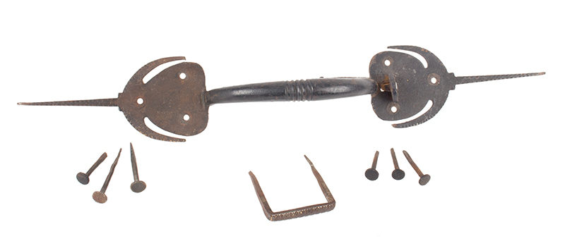 Antique Wrought Iron, Suffolk Door Latch, Swordfish Type by Master Blacksmith
Likely Connecticut, circa 1770-1815, entire view 1