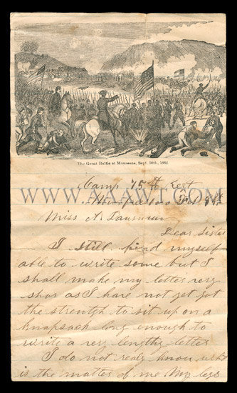Civil War Letter
George B. Dowsman
Company H 75th Indiana Infantry, entire view