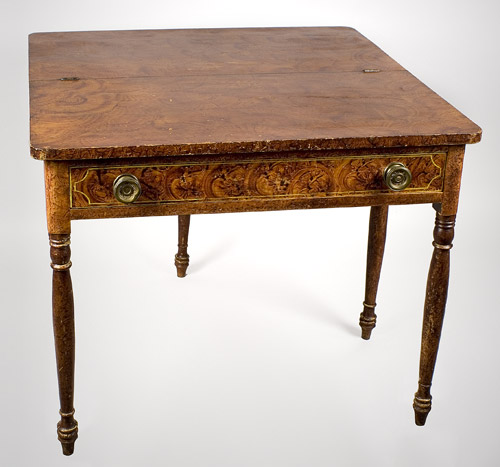 Antique Card table, Fancy Paint Decorated Games Table
South Eastern, Massachusetts, Circa 1825
Card tables are rarely encountered in paint…, angle view 2