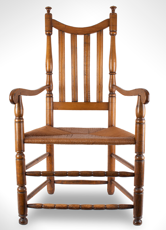 William and Mary Banister Back Armchair
Eastern Connecticut, 18th Century
Maple, entire view