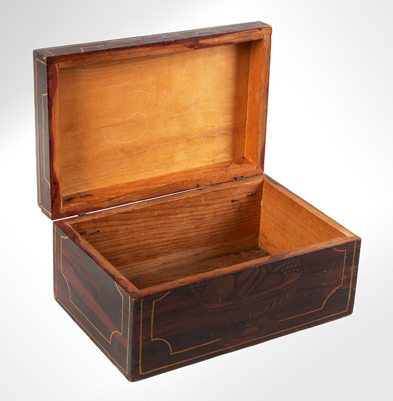 Stenciled & Paint Decorated Flattop Document Box
Maine, Circa 1835-1840
Basswood, chestnut bottom, entire view 3