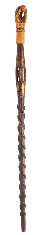 Antique Cane, Carved Folk Art Walking Stick, Original Surface
Anonymous, likely circa 1880-1900, entire view 1