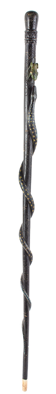 Antique, Carved & Painted Walking Stick, Folk Art Cane
Anonymous, late 19th Century, entire view