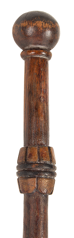 Antique Walking Stick, Folk Art Carved, Painted & Stained
Unknown maker, circa 1900-1940, detail 1