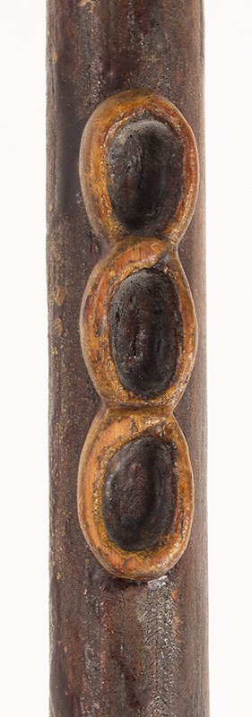 Antique Walking Stick, Folk Art Carved, Painted & Stained
Unknown maker, circa 1900-1940, detail 5