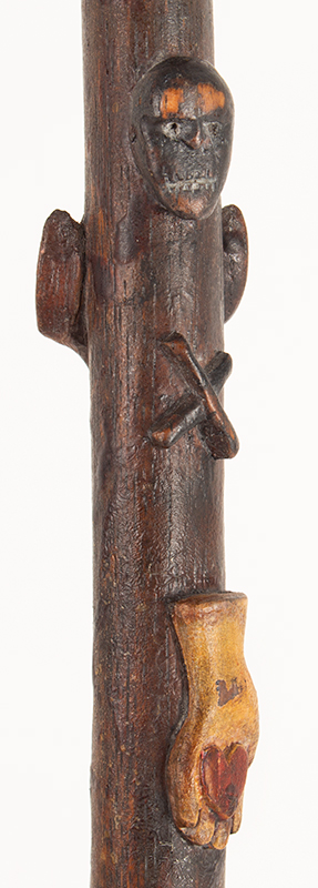 Antique Walking Stick, Folk Art Carved, Painted & Stained
Unknown maker, circa 1900-1940, detail 6
