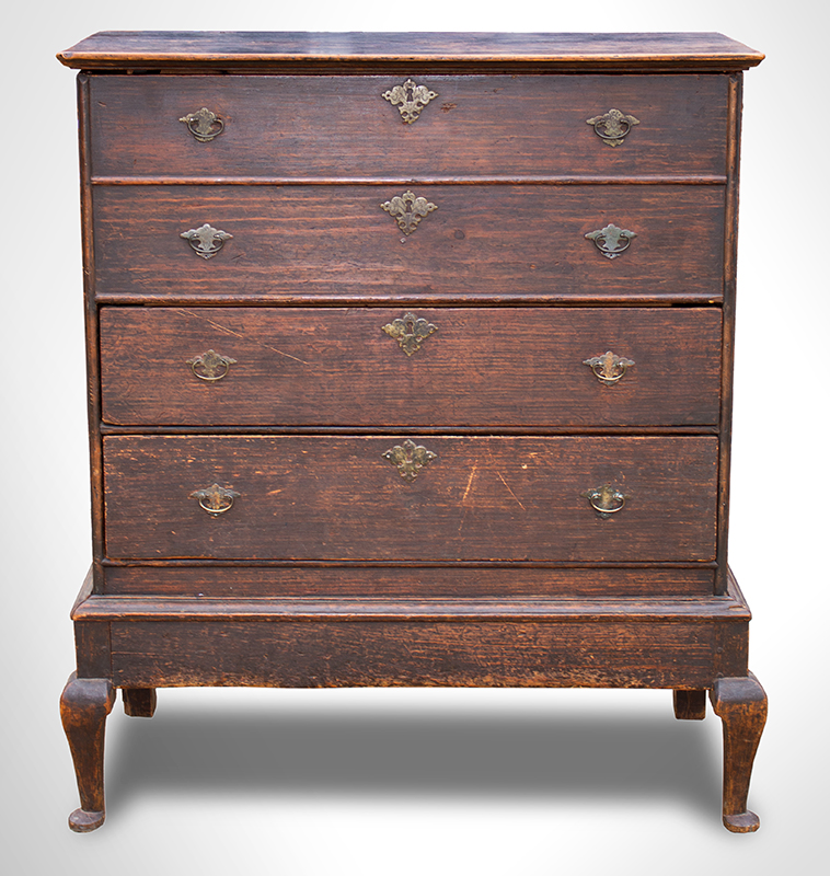 Mule Chest, Early Chest, Original Brass, Faux & Working Drawers, Great Surface A Circa 1720-1740, entire view