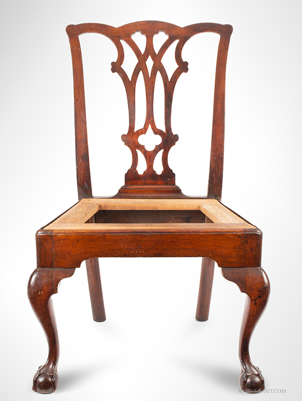 Chippendale Side-Chair, 
Serpentine Crest, Pierced Splat, Cabriole Legs, Claw & Ball Feet, front view
