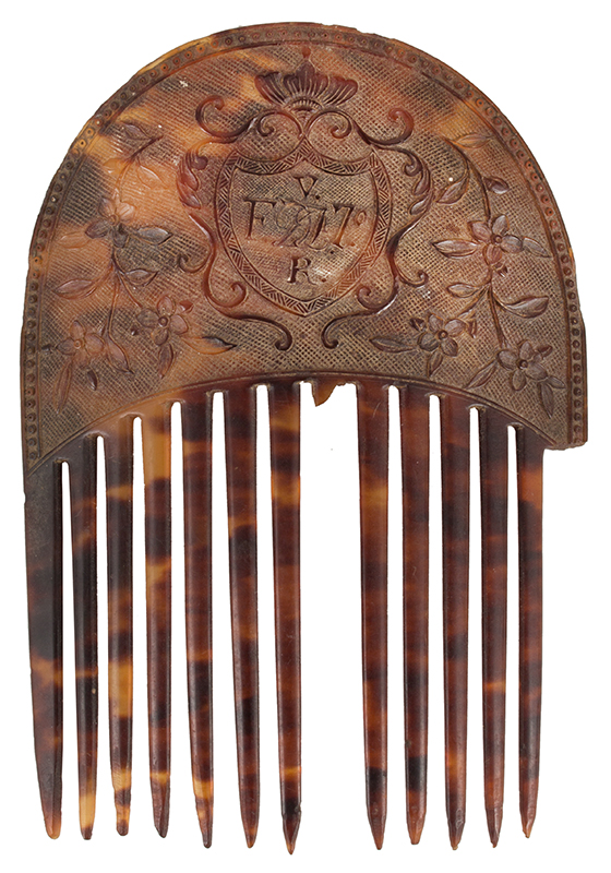 Antique Tortoise Shell Backcomb, 18th Century Hair Ornament 
