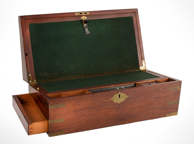 Antique, Portable Writing Desk, Campaign Lap Desk, Labeled: John Stiles, Philadelphia
John Stiles (1828-1833), entire view 2