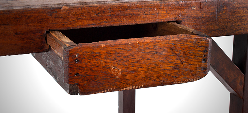 Antique Gameboard Table, Possibly Sailor Made
Anonymous Maker, Purportedly Nantucket, 19th Century
Curly maple, walnut, mixed woods, drawer