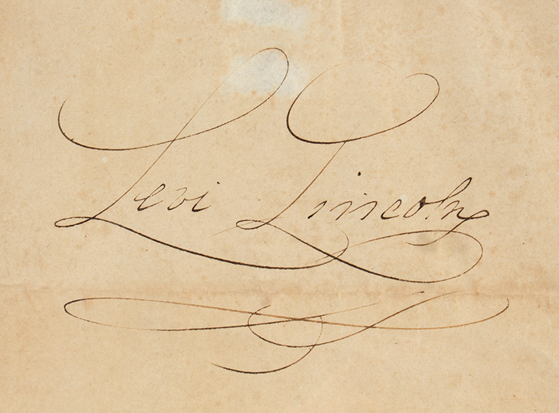 Levi Lincoln Jr. Military Appointment Signed. 1829