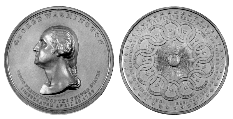 1889 Inauguration Centennial Medal, White metal, Rare, 54mm
GW-187, entire view