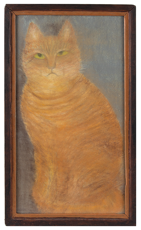 Vintage Folk Art, Pastel of Cat Named Pumpkin
Anonymous, First Half of 20th Century, entire view