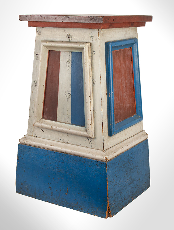 Antique Pedestal, Original Red, White & Blue Paint
American, 3rd Quarter of 19th Century