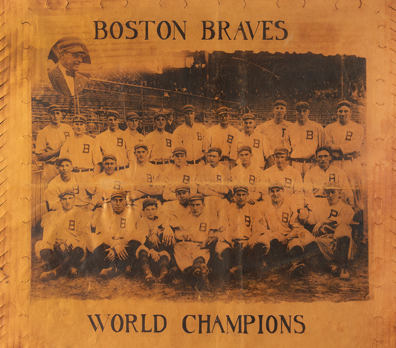 Baseball, 1914 Boston Braves World Champion Leather Pillowtop with Sharp Image
Exceptional Underwood & Underwood Silver-Gelatin Photograph, entire view sans frame