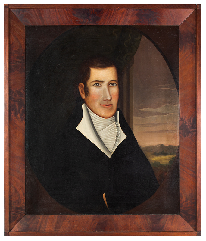19th Century Folk Art Portrait, Young Man
Anonymous, circa 1810-1820
Oil on canvas, entire view