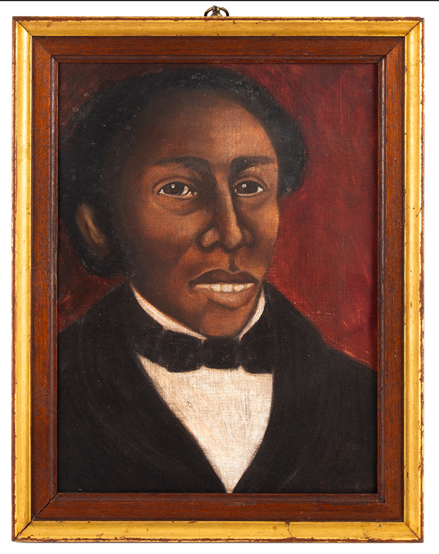 Vintage Portrait, African American Gentleman by African American Georgia Artist, Signed: Spencer
Oil on sheet iron, entire view