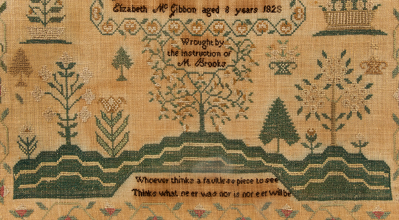 Needlework Sampler: Elizabeth McGibbon,
Aged 8 Years, 1828, Portsmouth, New Hampshire