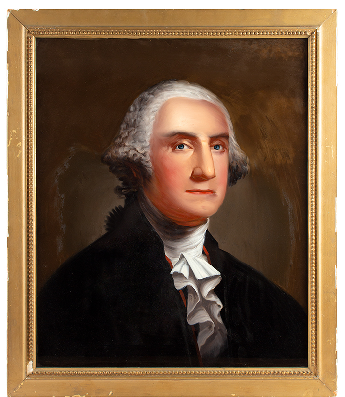 Prior, William Mathew (attributed), Reverse Painted on Glass, Portrait of George Washington