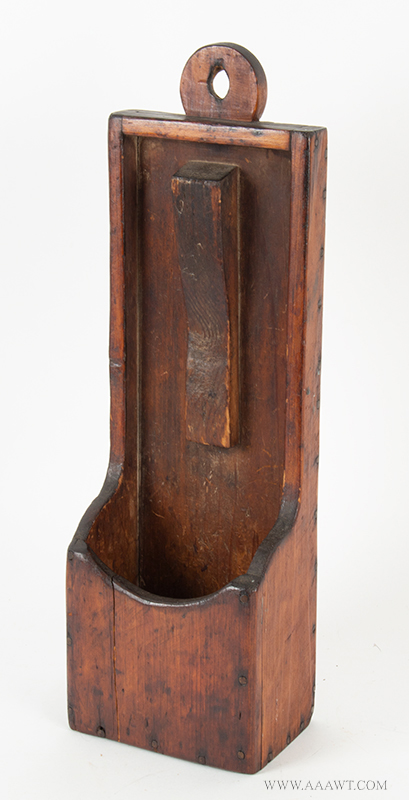 Scouring Scrub Box, Lollipop Hanger, New England, 19th Century, Square Nailed, Pine, entire view