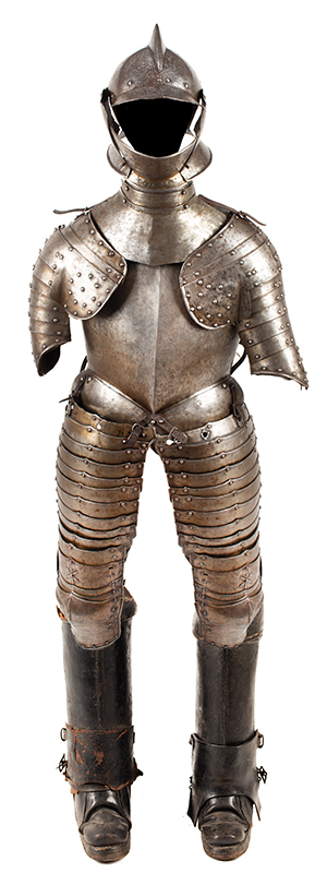 Period Dutch Cuirassier Armor and Jackboots, Circa 1630
Scarcely Encountered Antique Armor, Exceedingly Rare Jackboots, entire view