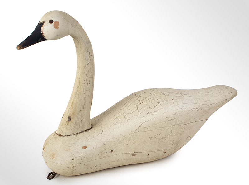 Vintage Decoy, Swan, Hollow Carved, Good Working Paint
Unknown maker, Likely North Carolina, entire view 1