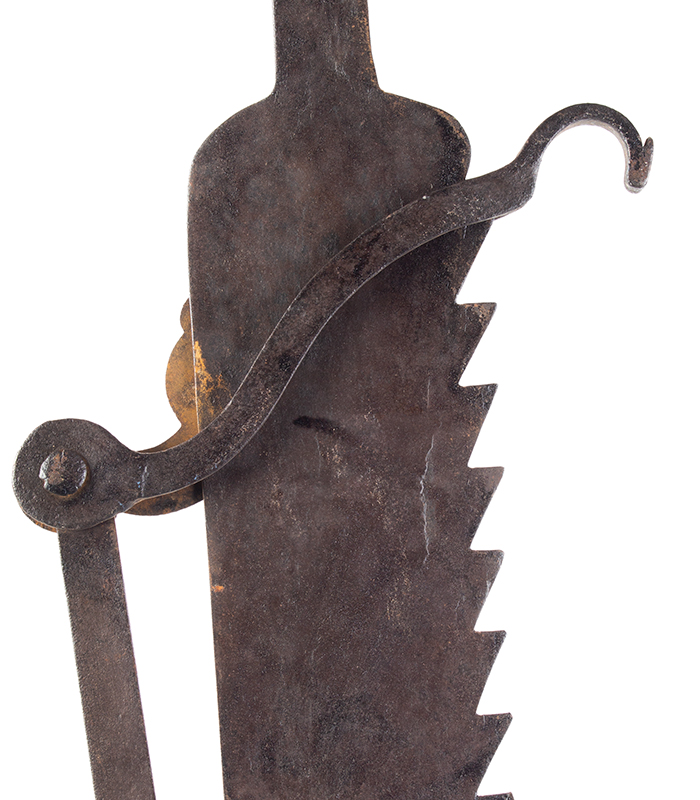 A Fine Large Antique Wrought & Incised Iron Trammel
Likely Germany, 18th Century, detail view 2