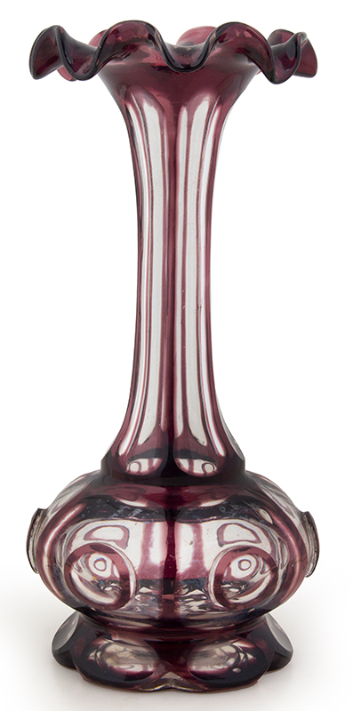 Antique Overlay Glass, Vase, Purple Cut to Clear
Eastern United States, Mid-19th Century, entire view 1