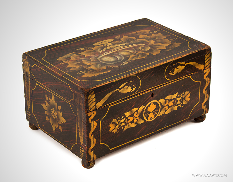Workbox Paint Decorated and Stenciled, Likely New York, Circa 1830 