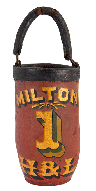 Antique Leather Fire Bucket, Milton, Massachusetts, H&L 1, 19th Century, entire view