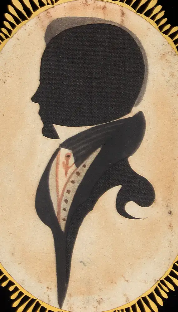 Hollow-Cut Silhouette, Water Colored Detail, By James Holsey Whitcomb