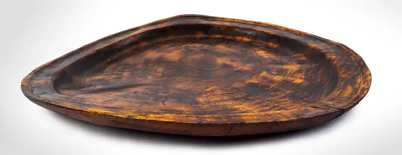 Early Treenware Trencher, Treen Charger, Platter, Beautifully Turned Rim