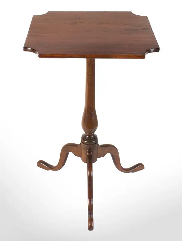 Queen Anne Candlestand, Concave Corners, Applewood and Cherry