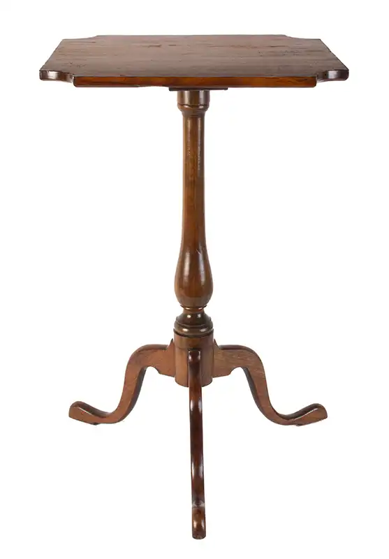 Queen Anne Candlestand, Concave Corners, Applewood and Cherry