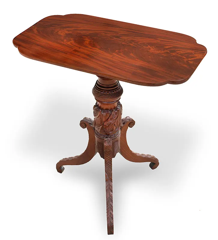 Candlestand, Classical, Tilt-top, Outstanding Wood Grain, Likely Albany, NY, entire view