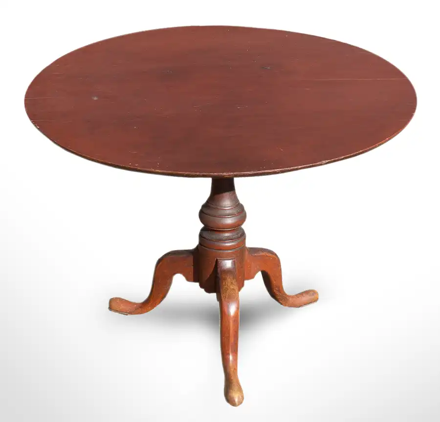 Chippendale Revolving Tiptop Tea Table, Red Stain