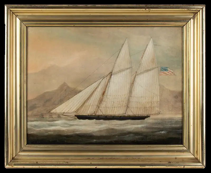 Painting, James Fulton Pringle, American Privateer Schooner Under Full Sail Offshore