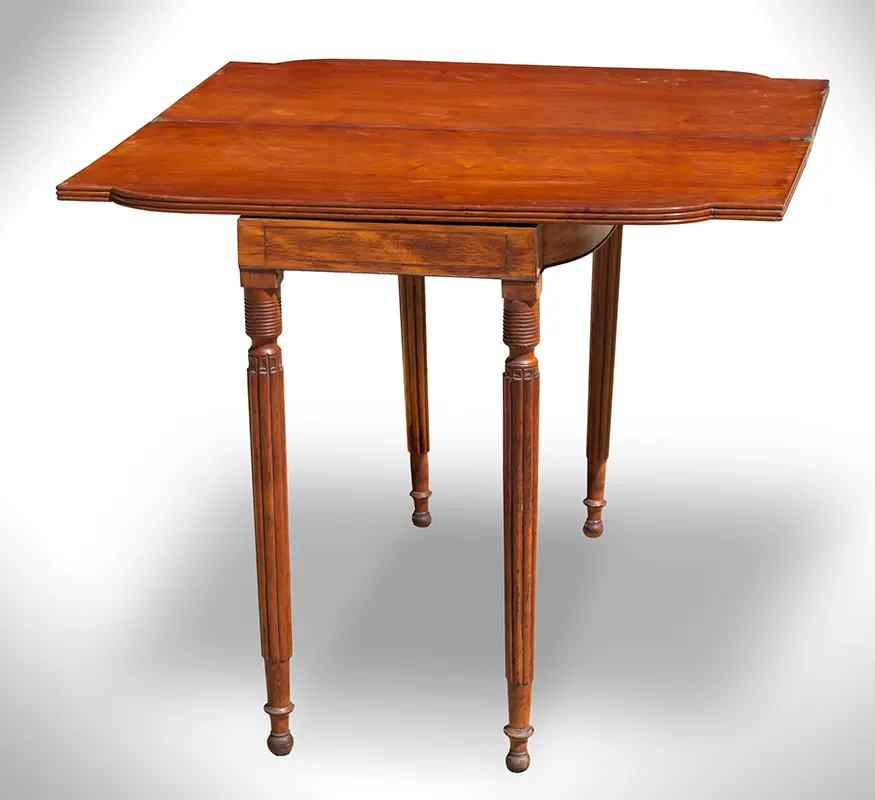 Federal Games Table, Card Table, Reeded Fold-over Top New England, Possibly Connecticut, entire view 2
