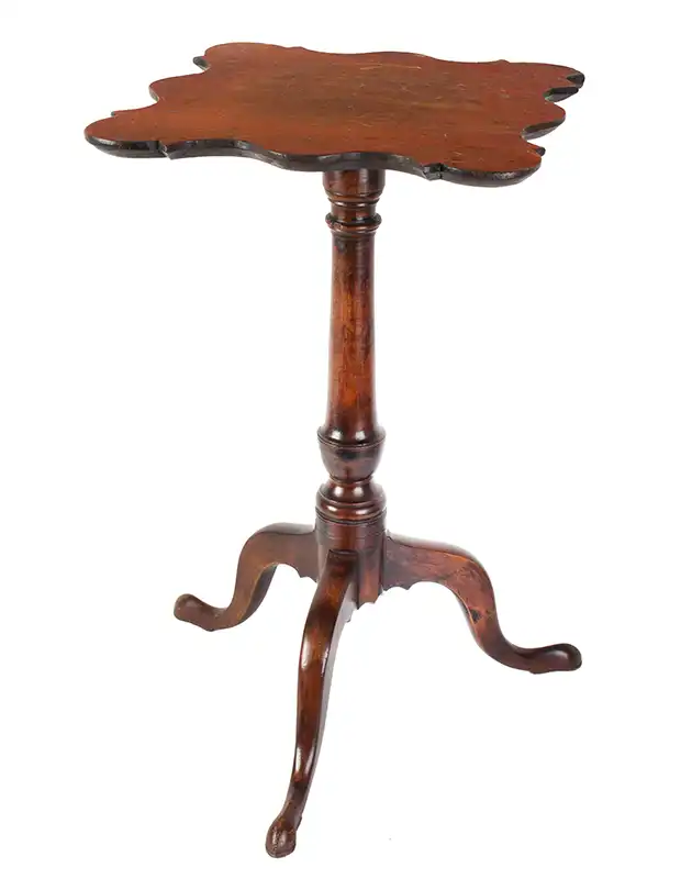 Chippendale Cherry Tripod Candlestand, Serpentine Top