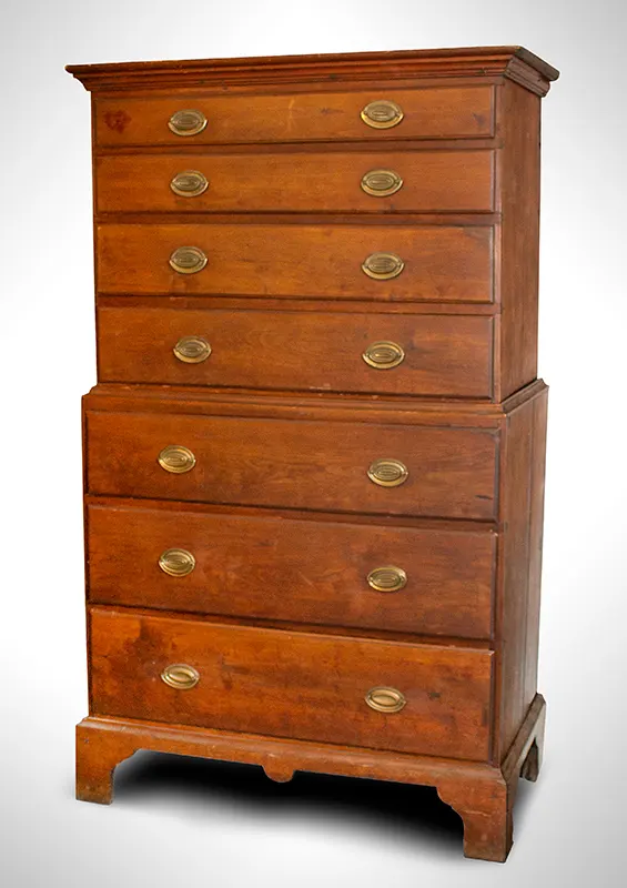 Diminutive Chest-on-Chest, New England, Original Surface & Brass Hardware, entire view