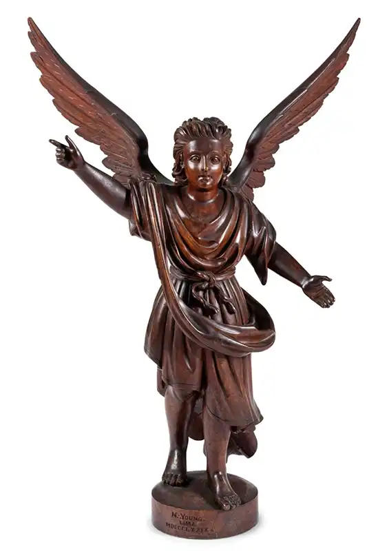 Sculpture, Carved Figure of Angel Gabriel, Likely Ohio, Full Length, In-the-Round