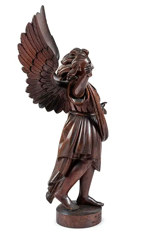 Sculpture, Carved Figure of Angel Gabriel, Likely Ohio, Full Length, In-the-Round