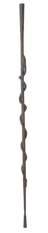 Folk Art Walking Stick, Wrought Iron Cane, Coiled Serpent