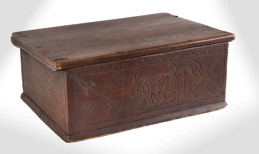 Bible Box, Carved and Scratch Decorated Chest, Hampton, New Hampshire