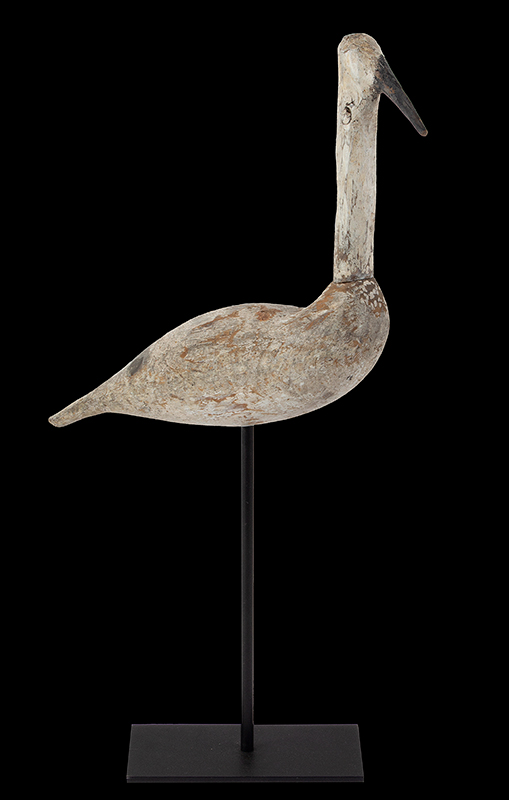 Egret Decoy, Carved and Painted Wooden Shorebird Confidence Decoy Probably Long Island, New York, entire view