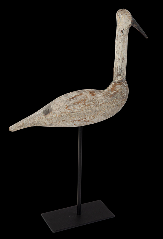 Egret Decoy, Carved and Painted Wooden Shorebird Confidence Decoy Probably Long Island, New York, entire view 2