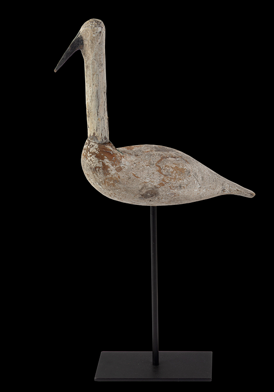 Egret Decoy, Carved and Painted Wooden Shorebird Confidence Decoy Probably Long Island, New York, entire view 3